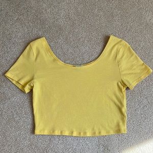 Charlotte Russe Yellow Cropped Shirt